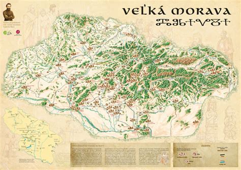 historická mapa Veľkej Moravy a centrá vzdelanosti