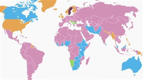 Mapa sveta znázorňujúca legislatívu k manželským zväzkom osôb rovnakého pohlavia