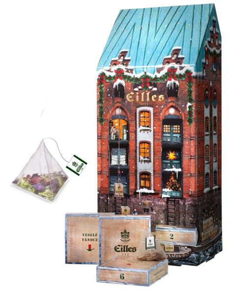 Adventný kalendár so sypanými čajmi v pyramídových vreckách.