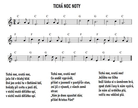 Príklad notového zápisu s farebnými notami pre jednoduchú vianočnú koledu