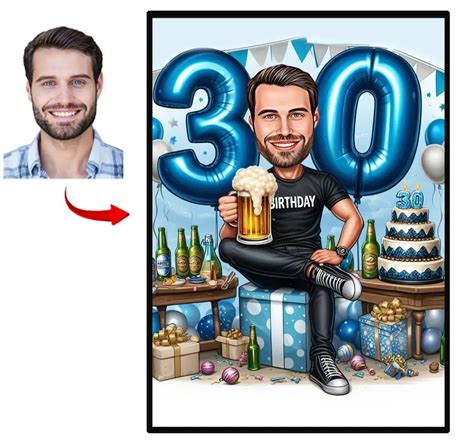 karikatúra muža s humorným textom o veku na tričku