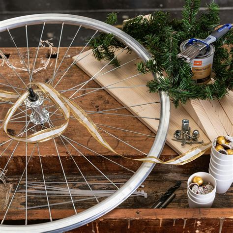 Schéma adventného venca z ráfika bicykla s detailmi konštrukcie