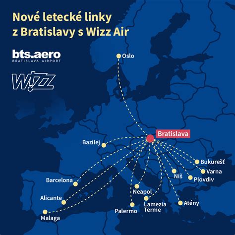 Mapa základní a destinací Wizz Air