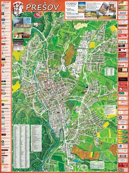 Mapa Prešova s vyznačenými svadobnými sálami