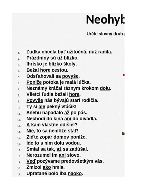 infografika: prehľad ohybných a neohybných slovných druhov