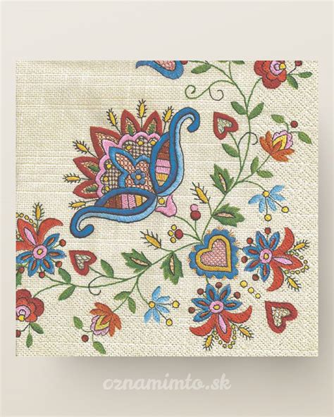 Príklad predmeru ozdobeného technikou dekupáž s folkórnym motívom