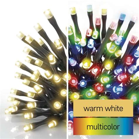 koláž vianočných svetiel v rôznych farebných prevedeniach (teplá biela, studená biela, multicolor)