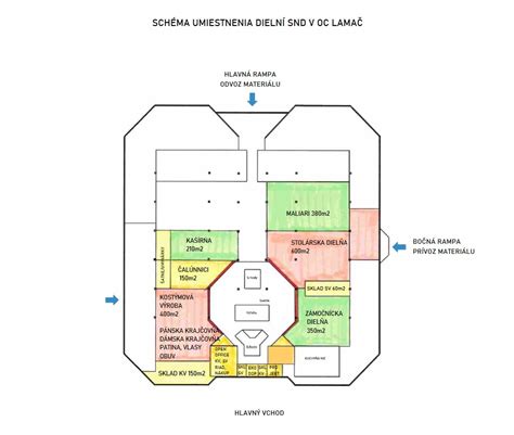 Plán priestorov školy s vyznačenými učebňami a dielňami