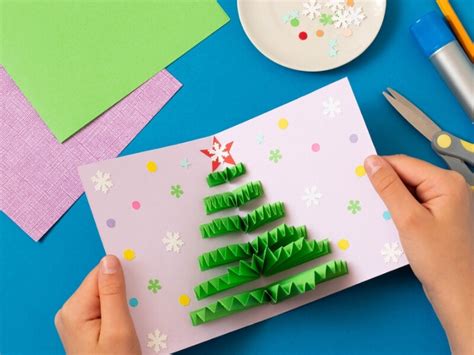 Schéma postupu pri výrobe 3D vianočnej pohľadnice z papiera