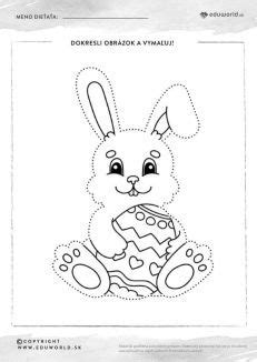 Dieťa vyfarbuje obrázok veľkonočného zajačika