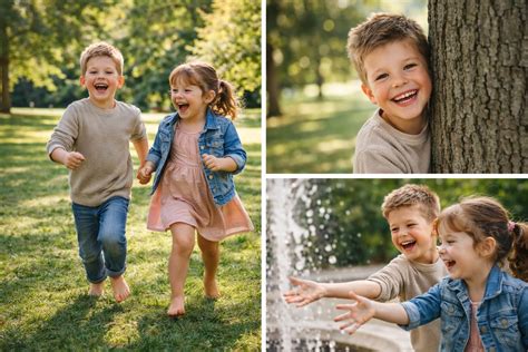 Fotografovanie detí z nízkeho uhla pohľadu s jednoduchým pozadím