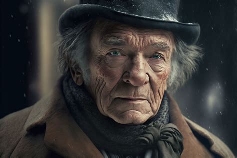 Tematické foto: Ebenezer Scrooge, starý lakomec, sediaci sám v chladnom dome