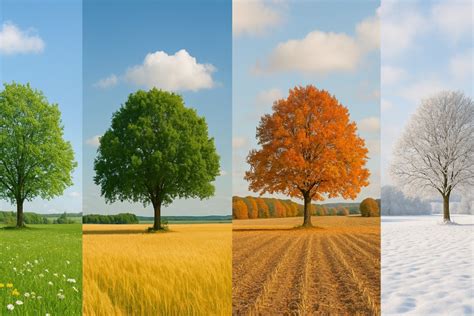 Infografika znázorňujúca cyklus štyroch ročných období a ich symboliku v prírode a ľudskom živote