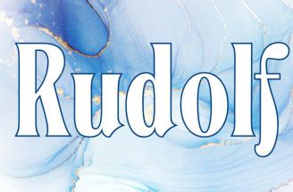 Infografika zobrazujúca pôvod a význam mena Rudolf s piktogramami vlka a štítu