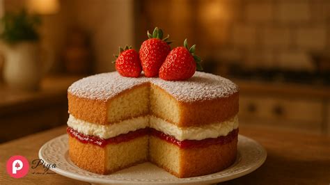 Victoria Sponge cake s čajom v elegantnom prostredí