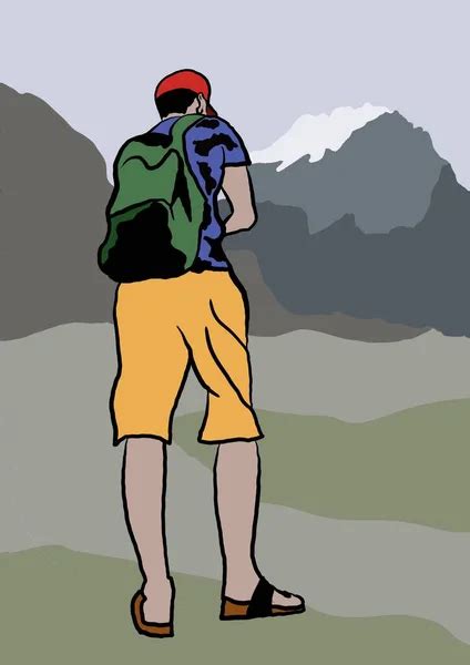 Ilustrácia: Turista s batohom v horách