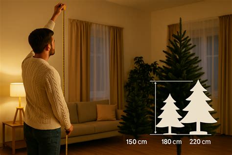 infografika: ako správne merať výšku a šírku vianočného stromčeka