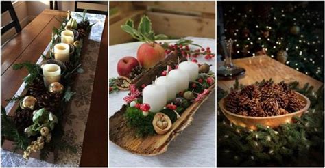 Koláž z rôznych handmade vianočných dekorácií na stôl