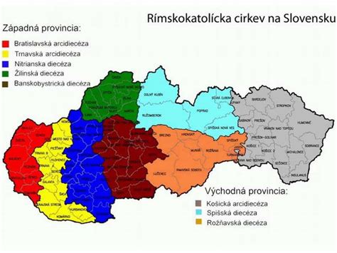 Mapa eparchií Pravoslávnej cirkvi na Slovensku
