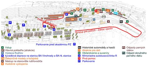 Schéma rozloženia autosalónu s vyznačenými pavilónmi a zónami pre návštevníkov