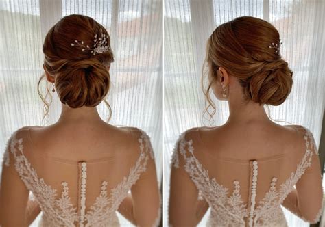 Fotografia nevesty s elegantným vysokým drdolom