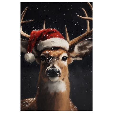 Pes so sobími rohmi a vianočnou čiapkou