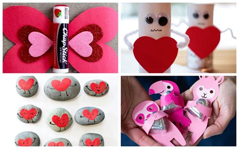 Deti vyrábajúce valentínske darčeky, rôzne detské výtvory (srdiečka, maľované kamene)