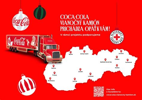Mapa trasy vianočného kamióna Coca-Cola na Slovensku