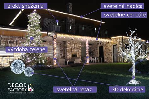 Vianočné osvetlenie na fasáde rodinného domu v zime