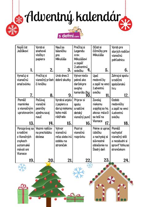 Schéma duchovného adventného kalendára s miestom na každodenné zamyslenie a drobné úlohy pre deti.