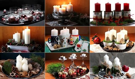 Inšpiratívna koláž podlhovastých vianočných svietnikov na sviatočnom stole