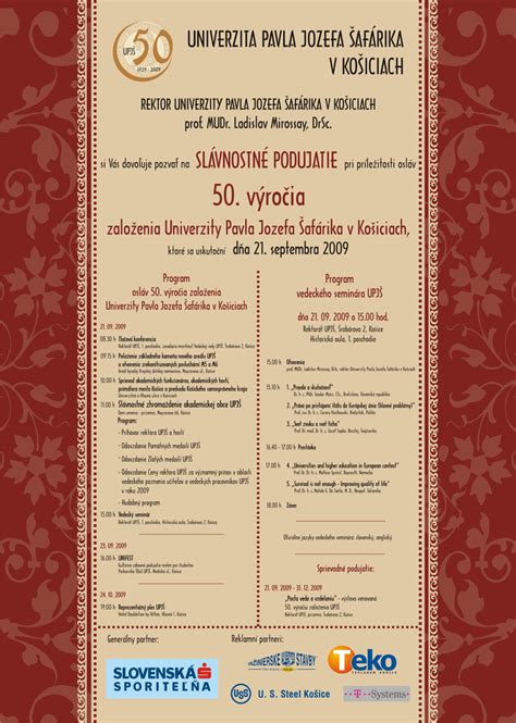 Slávnostný vizuál školy s logom pripomínajúcim 50. výročie založenia inštitúcie