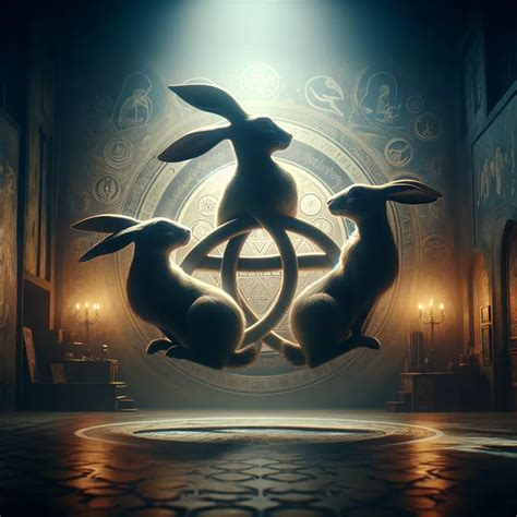 historická ilustrácia symbolu troch zajacov (tzv. Three Hares)
