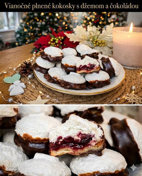 Fotografia plnených medovníčkov s džemom a čokoládou