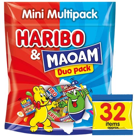 Koláž rôznych cukríkov HARIBO a Maoam