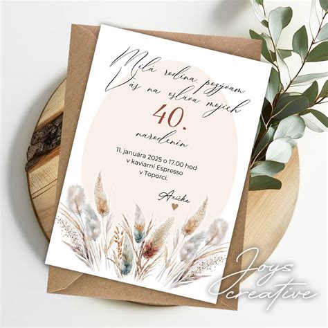 ilustračné foto: elegantná kvetinová pozvánka na 40. narodeniny