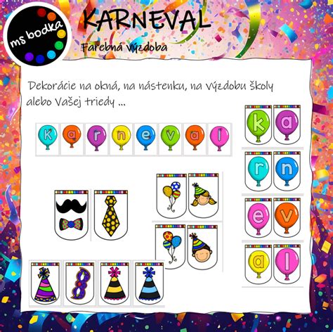 Farebná karnevalová výzdoba s balónmi a girlandami