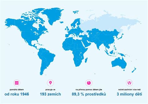 Mapa krajín, kde UNICEF poskytuje pomoc deťom