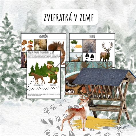 Detailná ilustrácia Antonia Lupatelliho zobrazujúca lesné zvieratká v zimnej zasneženej krajine, štýl Tony Wolf