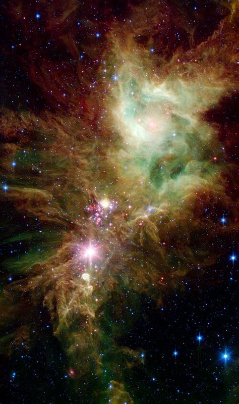 obrázok hviezdokopy Vianočný stromček (NGC 2264) s vyznačenou Kónusovou hmlovinou