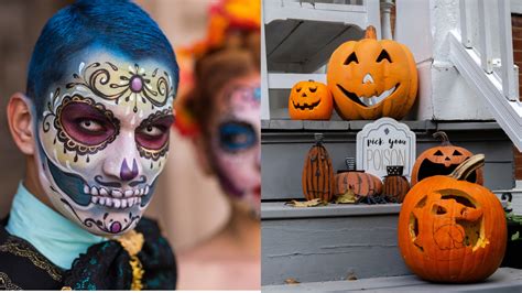 Ukážka rôznych Halloween masiek namaľovaných na tvári